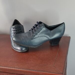 What's What Elegant Blue Leather  Women's Oxford Shoes